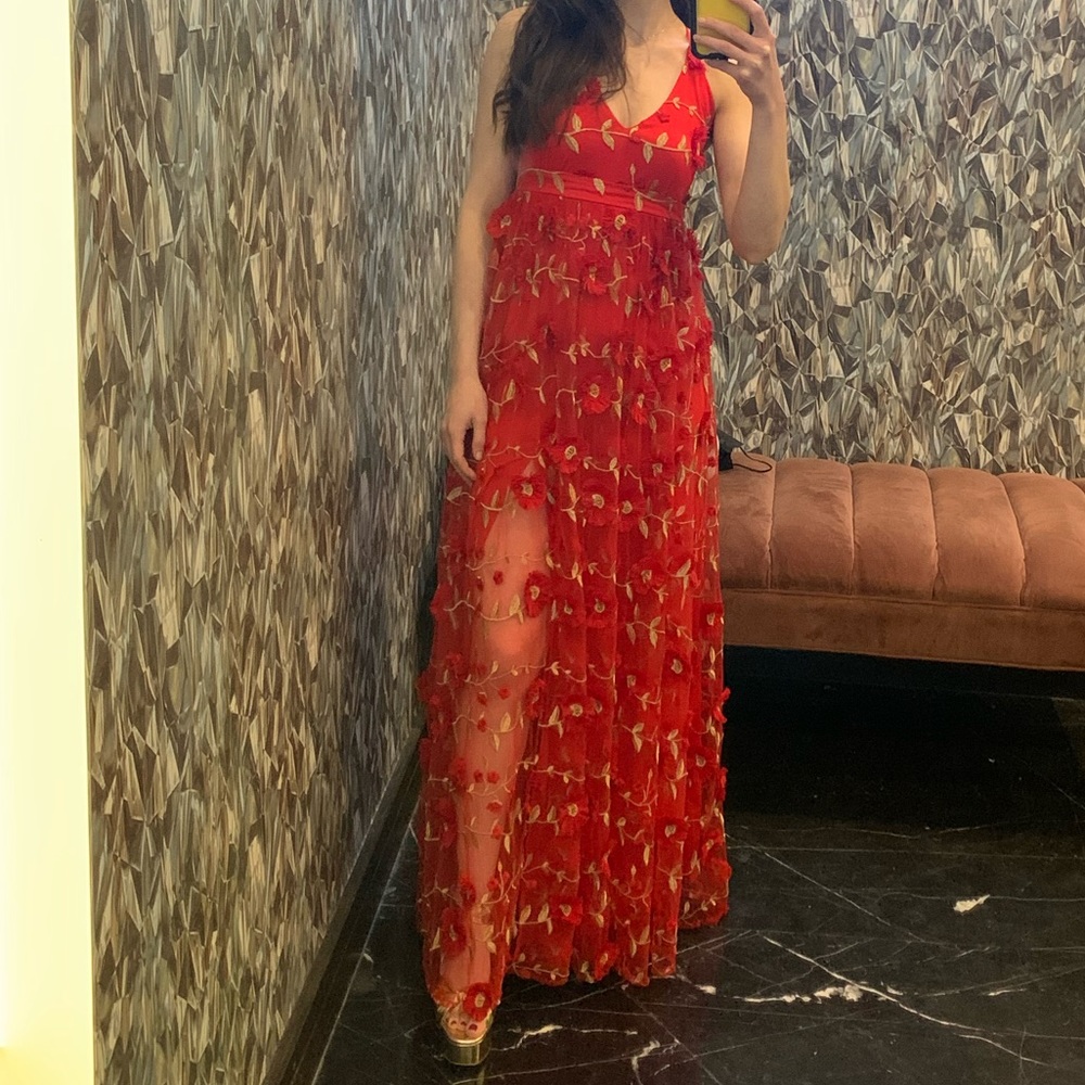 Altar’d State Red long flowery dress